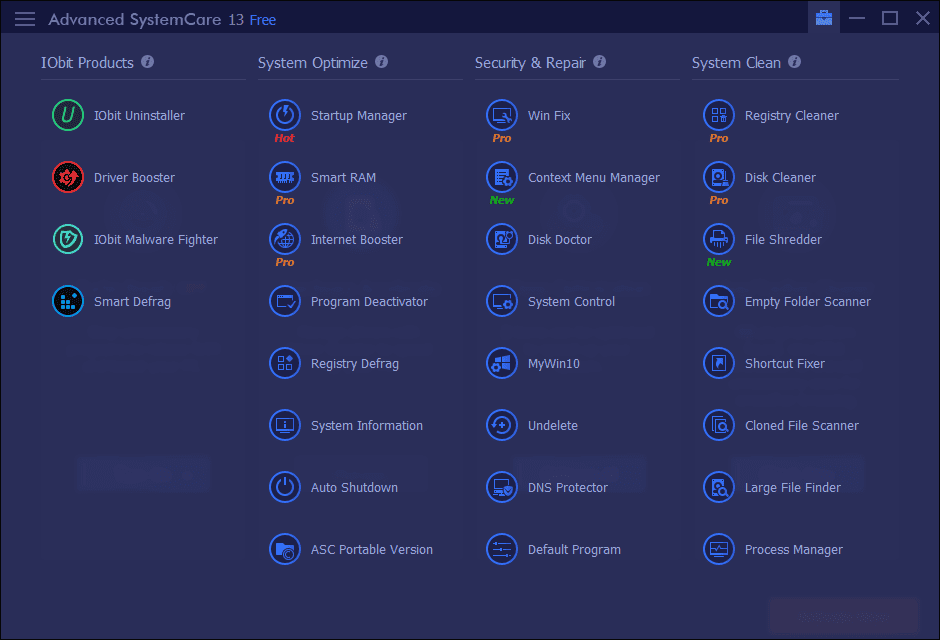 Advanced SystemCare Toolbox Screenshot
