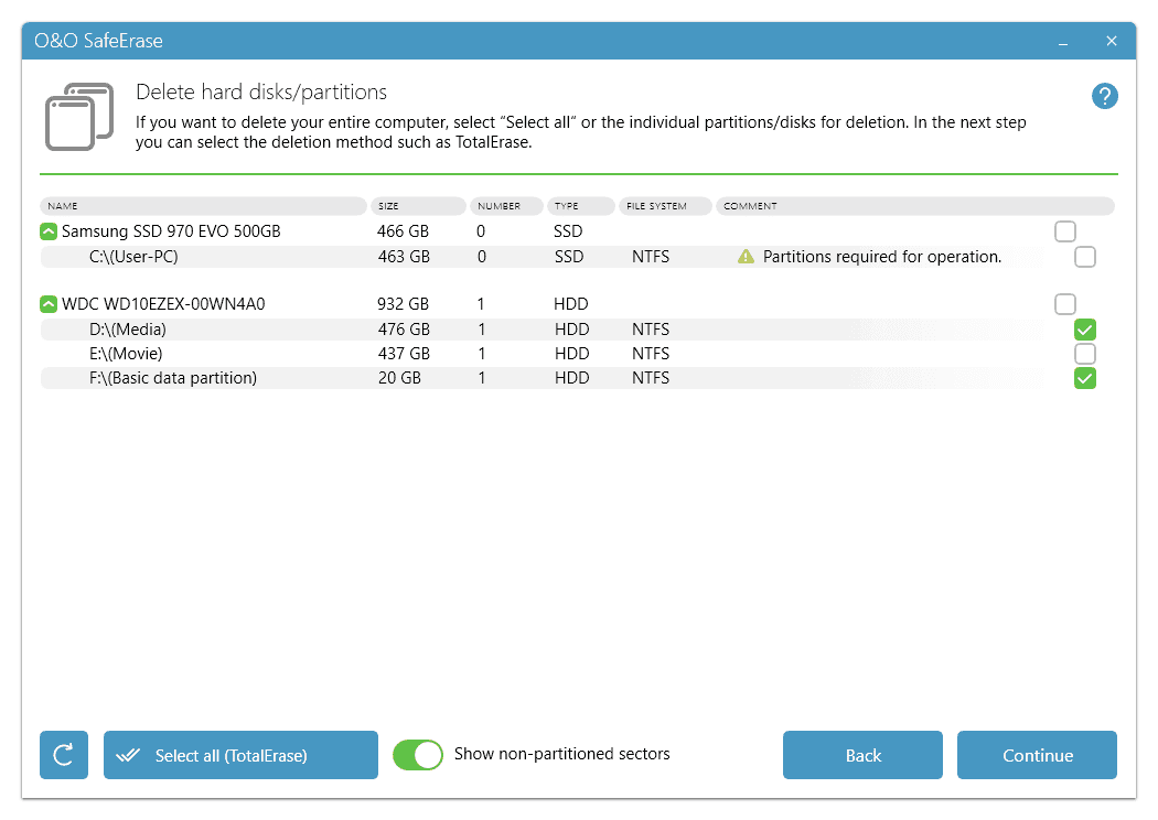 Delete Hard Disks Wizard O&O SafeErase Delete Hard Disk Screenshot
