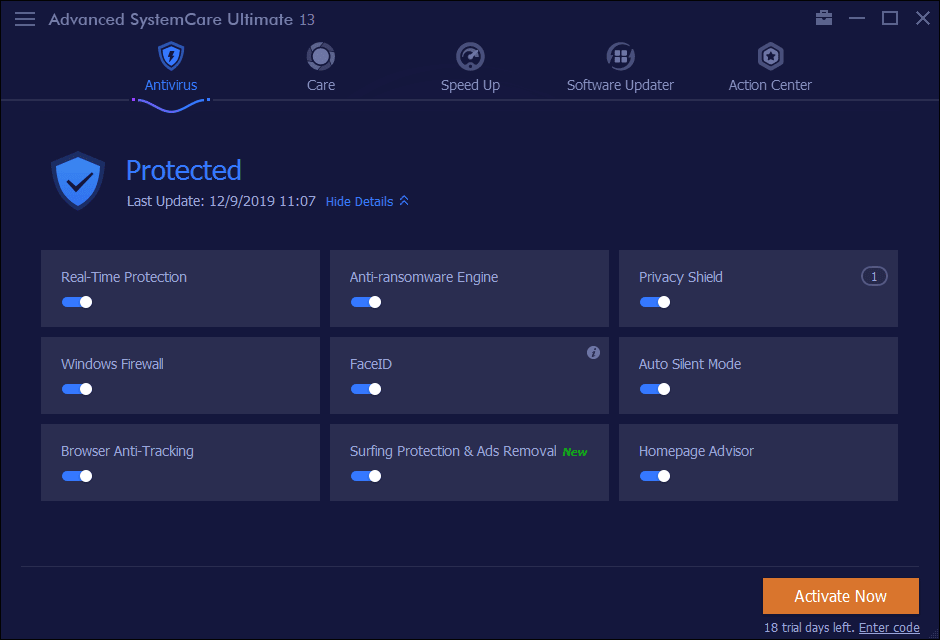 Advanced SystemCare Ultimate Protection Module Screenshot