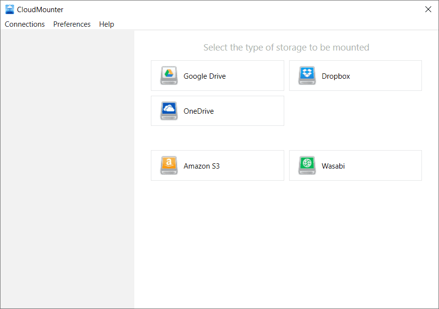 Overview CloudMounter for Windows Main Interface Screenshot