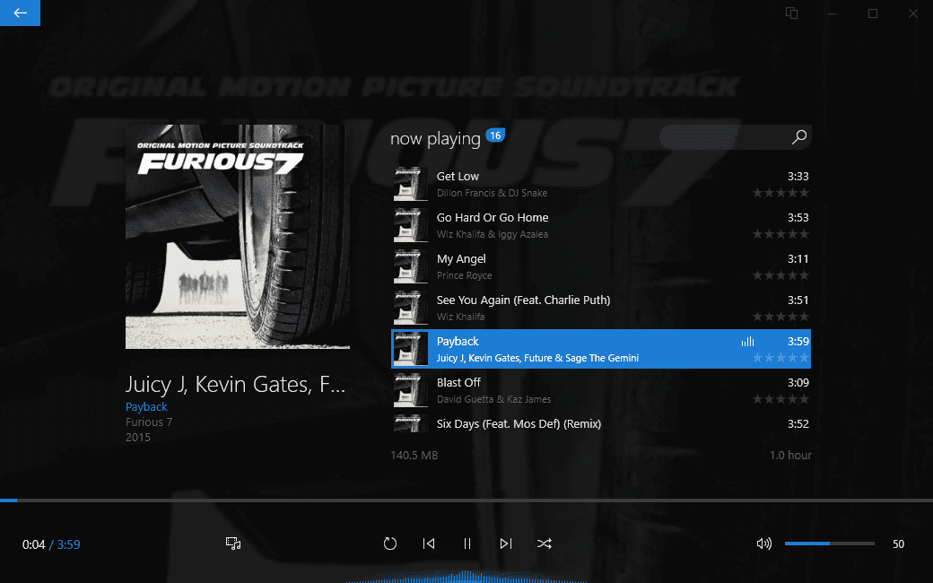 Now Playing Dopamine Now Playing Screenshot