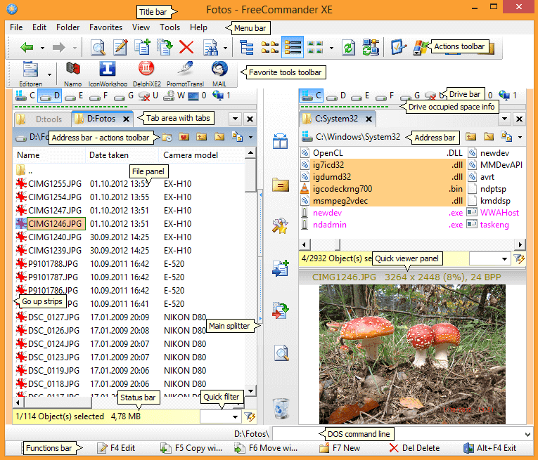 Overview FreeCommander XE Main Interface Screenshot