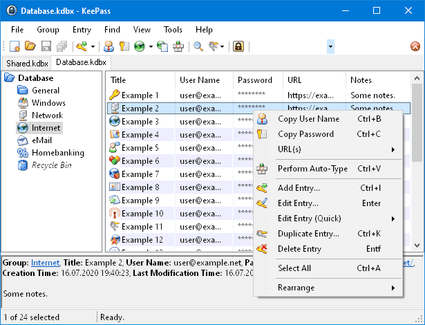 Overview KeePass Overview Screenshot
