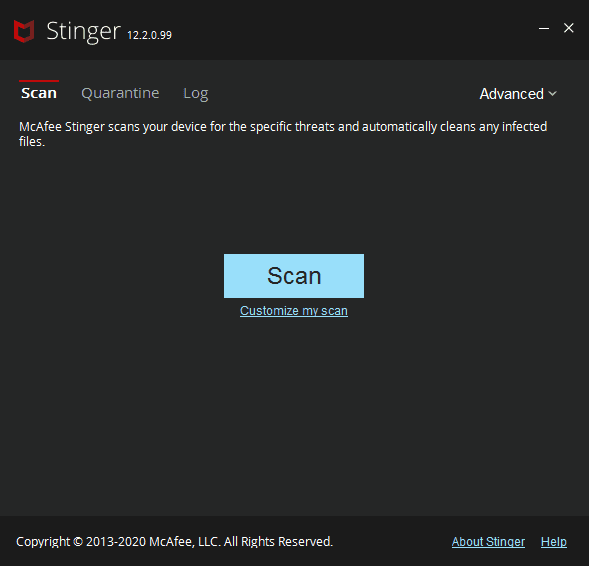McAfee Stinger Screenshot