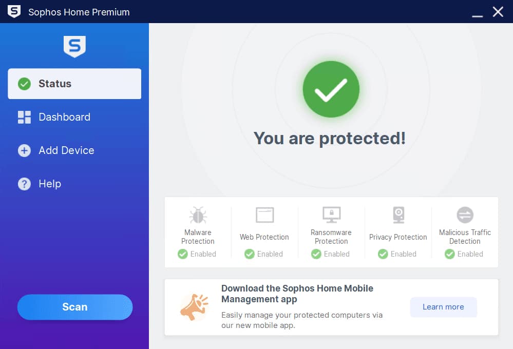 Overview Sophos Home Main Interface Screenshot